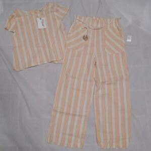NWT Jessica Simpson Girl's Large (12) Tangerine Stripe Two Piece Set